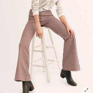Free People Lee Flare Jeans Vintage houndstooth